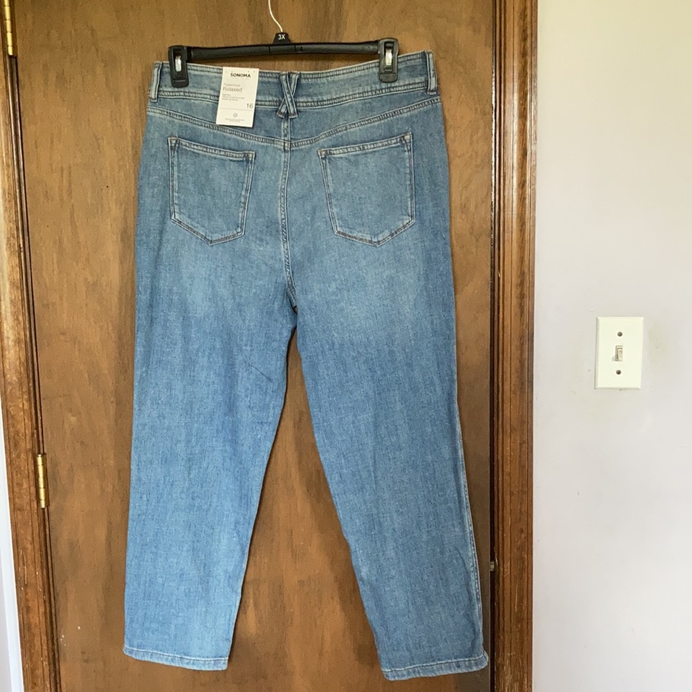 Sonoma relaxed pleated front jean high rise straight leg opening casual retro 16 - Picture 15 of 17